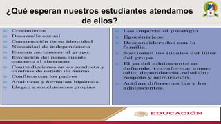 ¿Qué esperan nuestros estudiantes atendamos
de ellos?
 