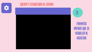 Cuerpo y estructura al entrar
3
formatos
rápidos que se
visualiza al
ingresar
 