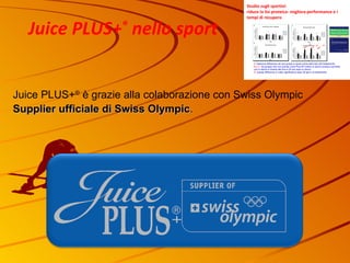 Juice PLUS+ ®  è grazie alla colaborazione con Swiss Olympic  Supplier ufficiale di Swiss Olympic . Juice PLUS+ ®  nello sport 