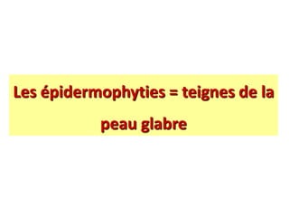 Les épidermophyties = teignes de la
peau glabre
 