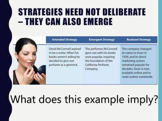 STRATEGIES NEED NOT DELIBERATE
– THEY CAN ALSO EMERGE
What does this example imply?
 