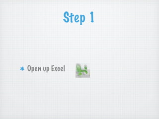 Step 1


Open up Excel
 