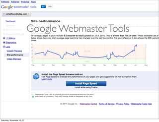 Google Webmaster Tools




Saturday, November 12, 11
 
