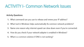 ACTIVITY I- Common Network Issues
 