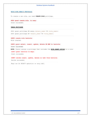 Database Systems Handbook
BY: MUHAMMAD SHARIF 237
 