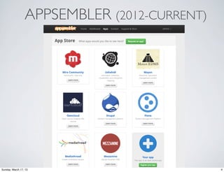 APPSEMBLER (2012-CURRENT)




Sunday, March 17, 13                         4
 