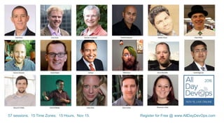 57 sessions. 15 Time Zones. 15 Hours. Nov 15. Register for Free @ www.AllDayDevOps.com
 