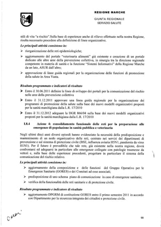 Delibera giunta regionale Marche n.17 del 17-01-2011 Linee di indirizzo per l'attuazione del Patto della salute 2010-2012 e della legge di stabilità 2011 