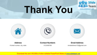 40
Thank You
Address
# street number, city, state
Contact Numbers
0123456789
Email Address
emailaddress123@gmail.com
 
