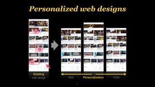 7
Personalized web designs
less more
Personalization
Existing
web design
1
1
2
 