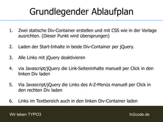  Links im Menübereich werden im linken Div geladen
