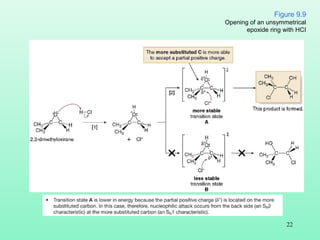 22
Figure 9.9
Opening of an unsymmetrical
epoxide ring with HCI
 