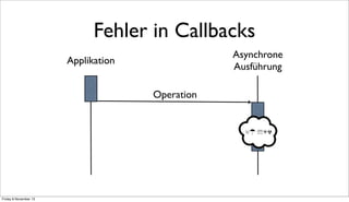Fehler in Callbacks
Asynchrone
Ausführung

Applikation
Operation

☠☂ ☏☣☢

Friday 8 November 13

 