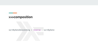 >>>composition
sortByDateDescending = reverse . sortByDate
 