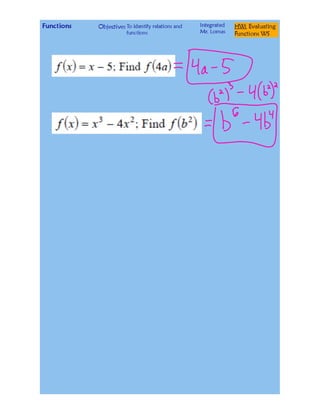 Evaluating functions and notation