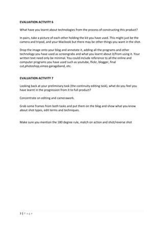 Evaluation activities