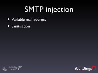 SMTP injection Variable mail address Sanitisation 