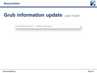 forensicinsight.org Page 34
Resurrection
Grub information update [ grub-install ]
 