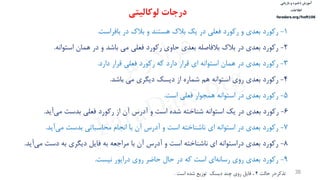 ‫ذخیره‬ ‫آموزش‬‫و‬‫بازیابی‬
‫اطالعات‬
faradars.org/fvsft106
38
1-‫بافراست‬ ‫در‬ ‫بالك‬ ‫و‬ ‫هستند‬ ‫بالك‬ ‫یک‬ ‫در‬ ‫فعلي‬ ‫ركورد‬ ‫و‬ ‫بعدی‬ ‫ركورد‬.
2-‫استوانه‬ ‫همان‬ ‫در‬ ‫و‬ ‫باشد‬ ‫مي‬ ‫فعلي‬ ‫ركورد‬ ‫حاوی‬ ‫بعدی‬ ‫بالفاصله‬ ‫بالك‬ ‫در‬ ‫بعدی‬ ‫ركورد‬.
3-‫دارد‬ ‫قرار‬ ‫فعلي‬ ‫ركورد‬ ‫كه‬ ‫دارد‬ ‫قرار‬ ‫ای‬ ‫استوانه‬ ‫همان‬ ‫در‬ ‫بعدی‬ ‫ركورد‬.
4-‫استوانه‬ ‫روی‬ ‫بعدی‬ ‫ركورد‬‫هم‬‫شماره‬‫باشد‬ ‫مي‬ ‫دیگری‬ ‫دیسک‬ ‫از‬.
5-‫است‬ ‫فعلي‬ ‫همجوار‬ ‫استوانه‬ ‫در‬ ‫بعدی‬ ‫ركورد‬.
6-‫آید‬‫مي‬ ‫بدست‬ ‫فعلي‬ ‫ركورد‬ ‫از‬ ‫آن‬ ‫آدرس‬ ‫و‬ ‫است‬ ‫شده‬ ‫شناخته‬ ‫استوانه‬ ‫یک‬ ‫در‬ ‫بعدی‬ ‫ركورد‬.
7-‫آید‬‫مي‬ ‫بدست‬ ‫محاسباتي‬ ‫انجام‬ ‫با‬ ‫آن‬ ‫آدرس‬ ‫و‬ ‫است‬ ‫ناشناخته‬ ‫ای‬ ‫استوانه‬ ‫در‬ ‫بعدی‬ ‫ركورد‬.
8-‫م‬ ‫دست‬ ‫به‬ ‫دیگری‬ ‫فایل‬ ‫به‬ ‫مراجعه‬ ‫با‬ ‫آن‬ ‫آدرس‬ ‫و‬ ‫است‬ ‫ناشناخته‬ ‫ای‬ ‫دراستوانه‬ ‫بعدی‬ ‫ركورد‬‫آید‬‫ي‬.
9-‫نیست‬ ‫درایور‬ ‫روی‬ ‫حاضر‬ ‫حال‬ ‫در‬ ‫كه‬ ‫است‬ ‫ای‬‫رسانه‬ ‫روی‬ ‫بعدی‬ ‫ركورد‬.
‫لوکالیتی‬ ‫درجات‬
‫تذكر‬:‫حالت‬ ‫در‬4‫است‬ ‫شده‬ ‫توزیع‬ ‫دیسک‬ ‫چند‬ ‫روی‬ ‫فایل‬ ،.
‫س‬‫ر‬‫د‬‫ا‬‫ﺮ‬‫ﻓ‬
FaraDars.org
 