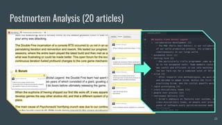 22
Postmortem Analysis (20 articles)
 