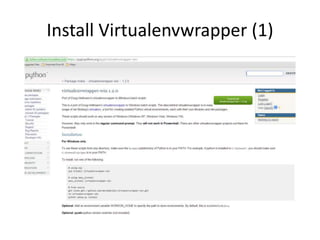 Install Virtualenvwrapper (1)
 