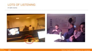 23
LOTS OF LISTENING
In dark rooms
 