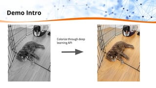 Demo Intro
Colorize through deep
learning API
 