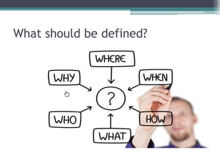 What should be defined?
 