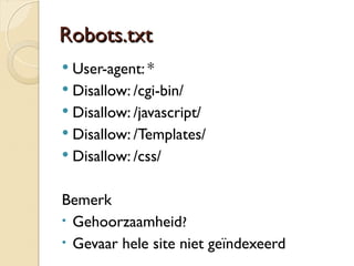 <<hheeaadd>> ccssss 
<link href="../css/screen.css" rel="stylesheet" 
type="text/css" media="screen" /> 
<link href="../css/print.css" rel="stylesheet" 
type="text/css" media="print" /> 
Belangrijk: volgorde, zie cursus p122 
 