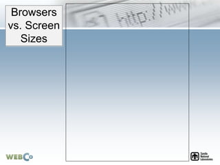 Browsers
vs. Screen
Sizes
 