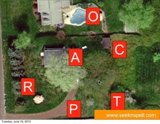 O

                                   C
                         A

                R
                                   T
                         P       www.seeknspell.com
Tuesday, June 19, 2012
 