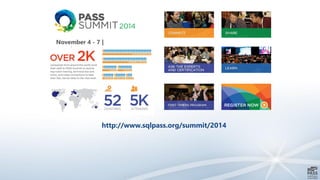 http://www.sqlpass.org/summit/2014
November 4 - 7 |
Seattle, WA
 