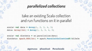 @gamussa @hazelcast #oraclecode
parallelized collections
take an existing Scala collection
and run functions on it in parallel
 