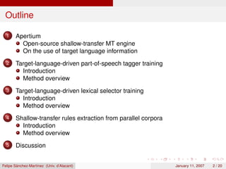 Integrating corpus-based and rule-based approaches in an open-source machine translation system