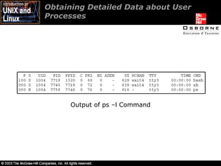 Obtaining Detailed Data about User Processes  Output of ps –l Command 