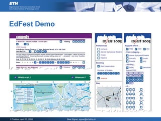 EdFest Demo




Y-Toolbox, April 17, 2008   Beat Signer, signer@inf.ethz.ch
 