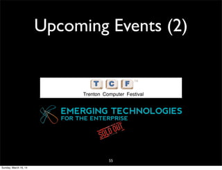 55
Upcoming Events (2)
Sunday, March 16, 14
 