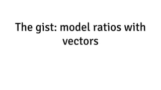 The gist: model ratios with
vectors
 