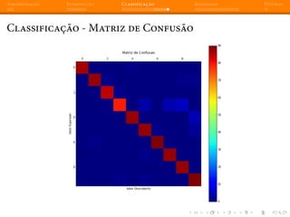 Apresentação Introdução Classificação Regressão Dúvidas
Classificação - Matriz de Confusão
 