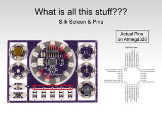 What is all this stuff???
Silk Screen & Pins
Actual Pins
on Atmega328
 