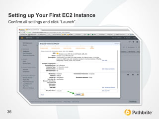 Setting up Your First EC2 Instance
Confirm all settings and click “Launch”.




36
 