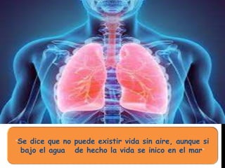 “Se dice que no puede existir vida sin aire, aunque si
bajo el agua de hecho la vida se inico en el mar”
 