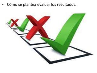 • Cómo se plantea evaluar los resultados.
 