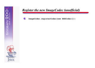 Register the new ImageCodec (unofficial)

    ImageCodec.registerCodec(new XXXCodec());
 