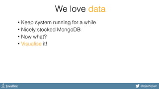 @bjschrijver
We love data
• Keep system running for a while
• Nicely stocked MongoDB
• Now what?
• Visualise it!
 