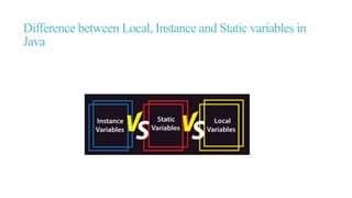 Difference between Local, Instance and Static variables in
Java
 