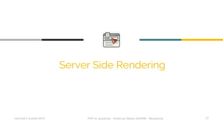 mercredi 2 octobre 2019 PHP vs JavaScript ⋅ Animé par Mazen GHARBI ⋅ Macademia 37
Server Side Rendering
 
