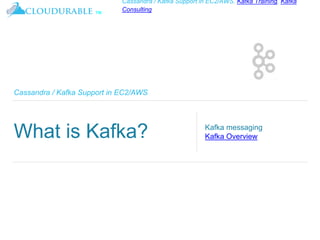 ™
Cassandra / Kafka Support in EC2/AWS. Kafka Training, Kafka
Consulting
Cassandra / Kafka Support in EC2/AWS
What is Kafka? Kafka messaging
Kafka Overview
 