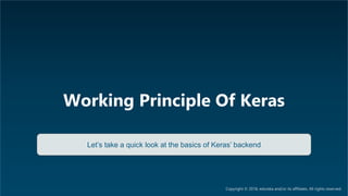 AI & Deep Learning Training www.edureka.co/ai-deep-learning-with-tensorflow
Working Principle Of Keras
Let’s take a quick look at the basics of Keras’ backend
Copyright © 2018, edureka and/or its affiliates. All rights reserved.
 