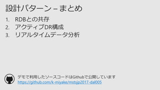 デモで利用したソースコードはGithubで公開しています
https://github.com/k-miyake/mstsjp2017-dal005
 
